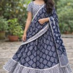 Neel Kamal Gopi Dress – Indigo Handprint Set